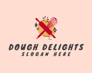 Dough - Whisk Rolling Pin logo design