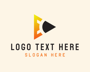 Pencil Media Player Letter E logo design