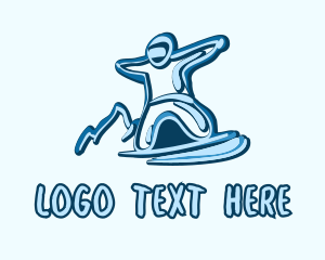 Illustration - Blue Snowboarding Snowboarder logo design