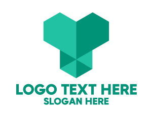 Origami - Green Geometric Heart logo design