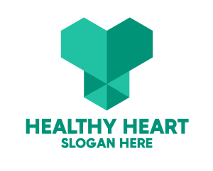 Green Geometric Heart  logo design
