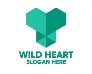 Green Geometric Heart  logo design