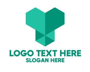 Green Geometric Heart  Logo