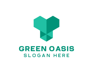 Green Geometric Heart  logo design