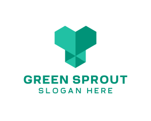 Green Geometric Heart  logo design