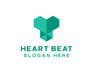 Green Geometric Heart  logo design