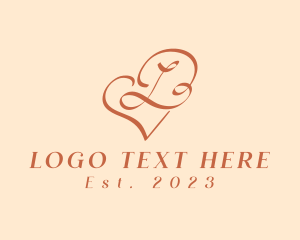 Valentines - Orange Wellness Heart Letter L logo design