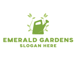 Watering Can Plant Garden logo design