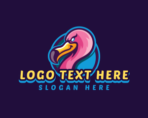 Gamer - Flamingo Gaming Bird logo design