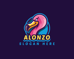 Flamingo Gaming Bird logo design