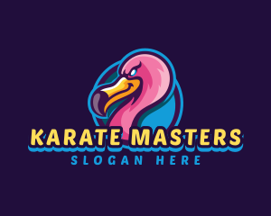 Karate - Flamingo Gaming Bird logo design