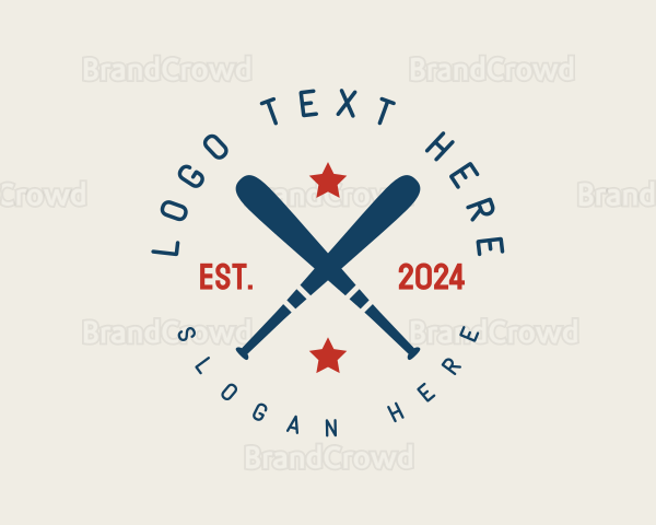 Baseball Bat Stars Logo