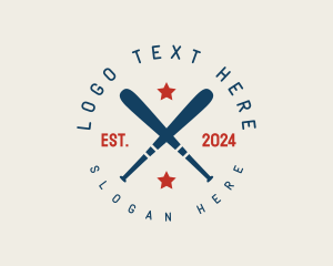 Little League - Baseball Bat Stars logo design