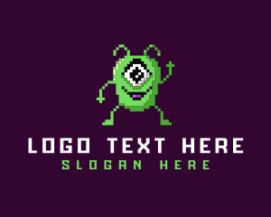 Monster - Pixelated Arcade Alien logo design