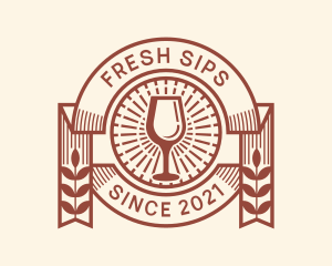 Beverage - Wine Beverage Badge logo design