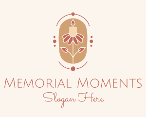 Commemoration - Flower Candle Badge logo design