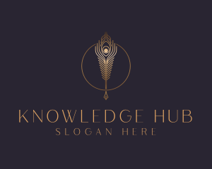 Premium Gold Quill logo design