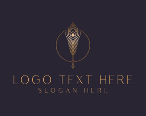 Quill - Abstract Gold Quill logo design