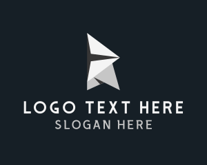Flight - Paper Airplane Origami Letter R logo design