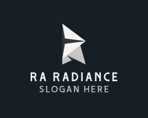 Paper Airplane Origami Letter R logo design