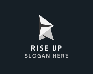 Paper Airplane Origami Letter R logo design