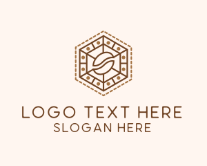 Coffee Farm - Hexagonal Coffee Bean logo design