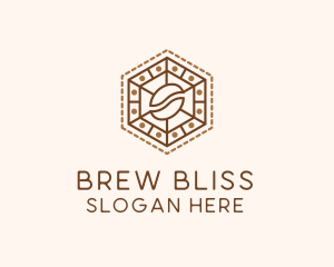 Brew - Hexagonal Coffee Bean logo design