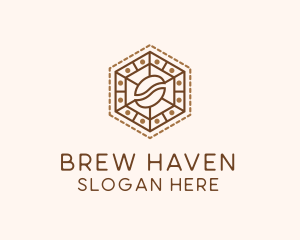 Hexagonal Coffee Bean logo design