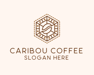 Hexagonal Coffee Bean logo design