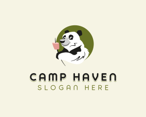 Panda Bear Outdoor Camping logo design