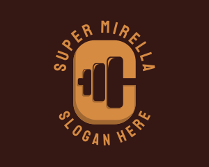 Gold - Barbell Fitness Training logo design
