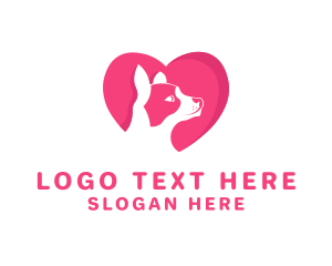 Domestic - Pink Heart Dog logo design