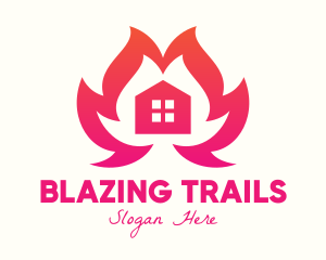 Burning House Flame logo design