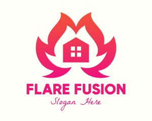 Flare - Burning House Flame logo design