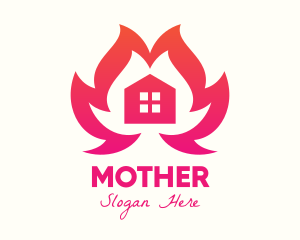 Hot - Burning House Flame logo design