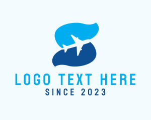 Airplane - Blue Plane Letter S logo design