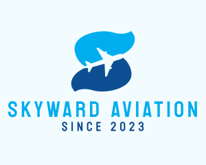 Aeronautical - Blue Plane Letter S logo design