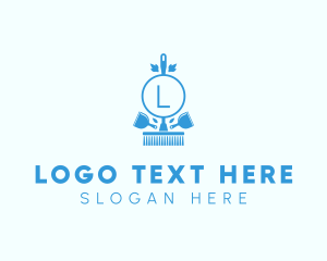 Hygiene - Cleaning Broom Dustpan logo design