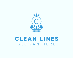 Cleaning Broom Dustpan logo design