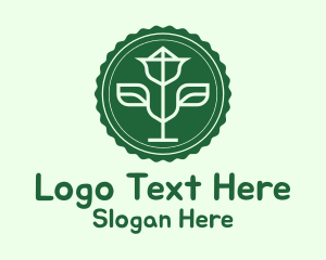 Rose - Green Plant Badge logo design