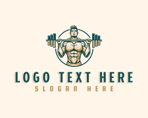 Male - Weightlifting Barbell Fitness logo design
