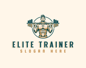 Weightlifting Barbell Fitness logo design