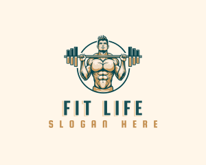 Weightlifting Barbell Fitness logo design