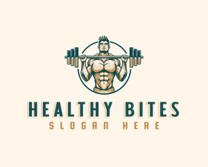 Weightlifting Barbell Fitness logo design