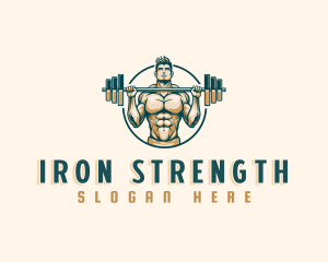Weightlifting Barbell Fitness logo design