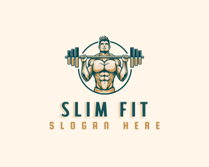 Weightlifting Barbell Fitness logo design