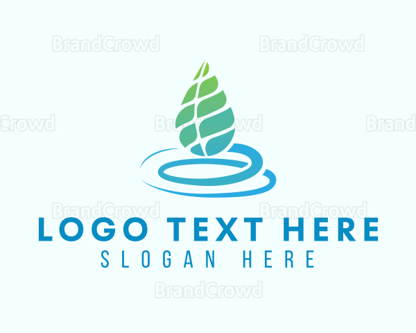 Organic Aqua Leaf Logo