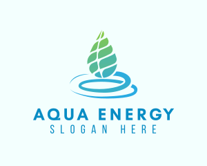 Organic Aqua Leaf logo design