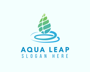 Organic Aqua Leaf logo design