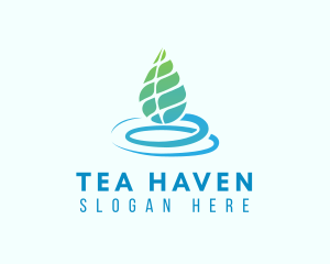 Organic Aqua Leaf logo design